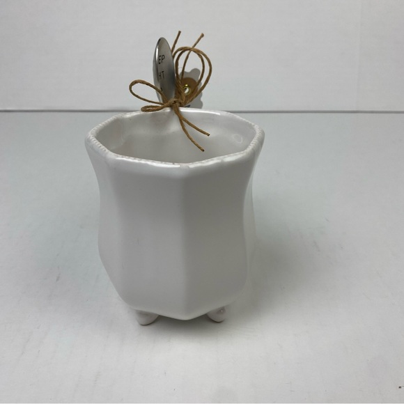 Mud Pie Tea Coffee Mug White Steep Right Up Spoon Ceramic New in Box Giftware - Picture 4 of 7